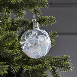 Ёлочный шар Ледяной узор, 10 см, 1 LED, от батареек, свечение RGB - Luazon lighting фото 7