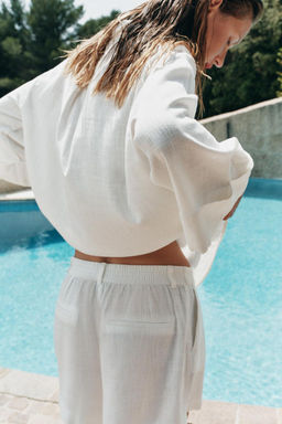 LINEN BLEND DART BERMUDA SHORTS - Zara фото 3