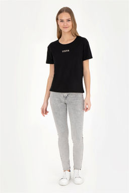 Женская черная футболка с круглым вырезом - U.s. polo assn фото 4