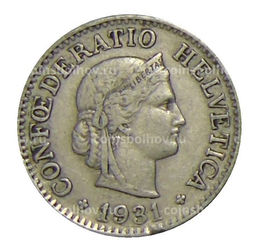 Монета 10 раппенов 1931 года Швейцария