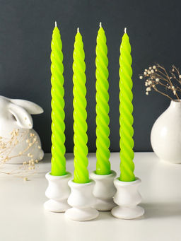 Набор свечей витых, 2.3×24.5 см, 5 ч, 50 г, 4 шт., зелёный