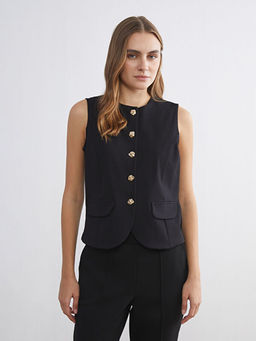 Bisiklet Yaka Kad?n Klasik Yelek