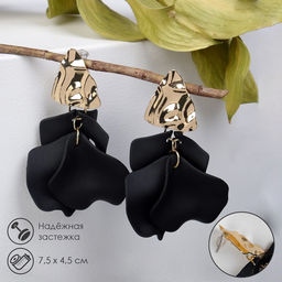 Серьги ассорти «Ветер» мятые треугольники, цвет чёрно-золотой