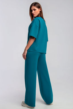 Арт. 2365 Костюм с брюками женский 44-50 (4 шт) Цвет:верх-изумрудный,низ-изумрудный