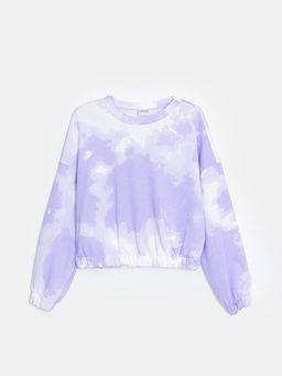 Bisiklet Yaka Batik Desenli Uzun Kollu K?z ?ocuk Sweatshirt