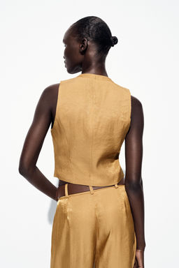 GOLD BUTTON SATIN TOP - Zara фото 15