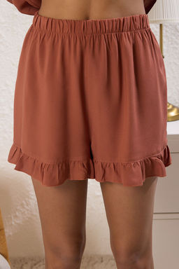 Trendyolmilla Beyaz F?rf?r ve Baglama Detayl? Viskon Sortlu Dokuma Pijama Tak?m? THMSS25PT00057 фото 3