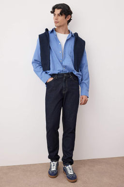 Koyu Lacivert Essential Fit Tutun Dikisli Jeans Kot Pantolon TMNAW23JE00104