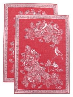 Полотенце жаккардовое Премиум Зимние птицы-красн. 50*70 см.