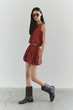 Limited Edition Kiremit Balon Kal?p Modal Crop Dokuma Bluz TWOSS25BZ00364