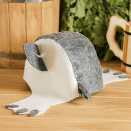 Шапка для бани с детской аппликацией Кошка, войлок, эконом - Добропаровъ фото 2