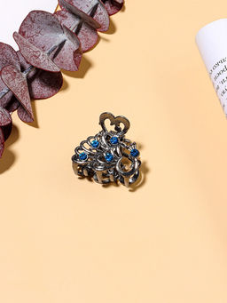 Цена за 6 шт. Крабик для волос «Синий туман», павлин, 2.5 см, серебро