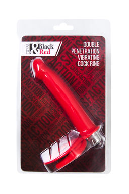 Насадка на пенис для двойного проникновения Black&Red by TOYFA, силикон, красная, 19 см