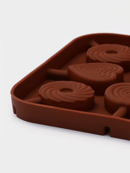 Форма для леденцов Доляна Свидание, силикон, 14.5?14.5?1.5 см, 8 ячеек (3.5?3.5 см), с палочками, коричневая  фото 3