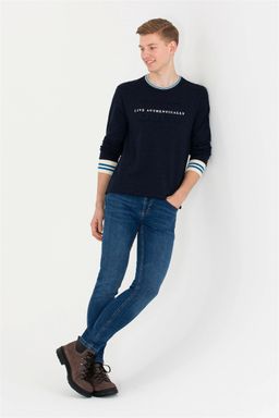 Мужская темно-синяя толстовка с круглым вырезом - U.s. polo assn фото 4