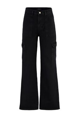 Siyah Kargo Cepli Yuksek Bel Wide Leg Jeans TWOAW22JE0393 - Trendyolmilla фото 12