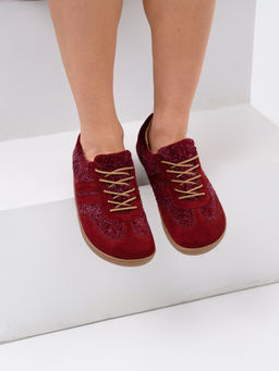 Кеды босоногие натуральная замша бордовые 184.natabr.Бордовая замша+бордовый джангл/Кожа