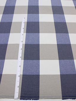 Вареный (стираный) хлопок Крупная клетка цв.синий/бежевый, ш.2.50м, хлопок-100%, 115гр/м.кв - Купава фото 2