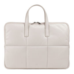 Итальянская кожаная сумка-портфель для ноутбука DuDu серии Togean | жемчужный серый