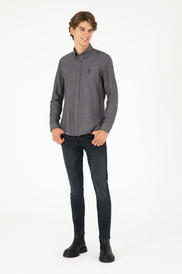 Мужская базовая рубашка антрацитового цвета с длинным рукавом - U.s. polo assn фото 4