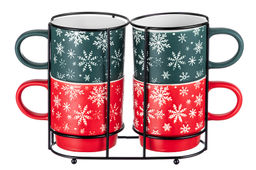 Набор 4 кружек 350 мл 13,5*9*8,5 см на металлической подставке - Elan gallery фото 5