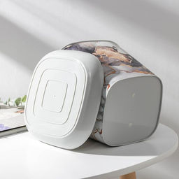 Горшок с поддоном «Мрамор», 3.7 л, пластиковый, светло-серый