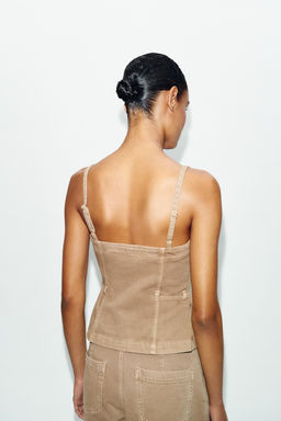 TOP Z1975 DENIM TIRANTES / Camel claro - Zara фото 4