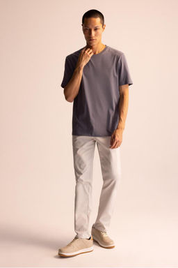 Базовая футболка стандартного кроя с круглым вырезом и короткими рукавами - Defacto фото 3