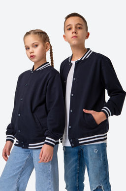 Детский бомбер из футера двухнитки с застежками на кнопках Happyfox