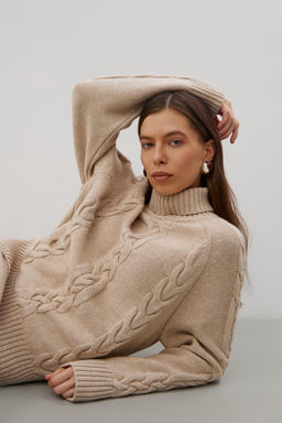 ЕВ 30294/ш/светло-бежевый меланж джемпер жен