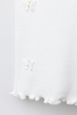 RIBBED BUTTERFLY AND FLOWER T-SHIRT - Zara фото 4