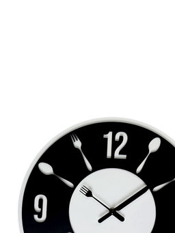 Часы настенные интерьерные «Вилка-ложка», d=35 см, бело-чёрные