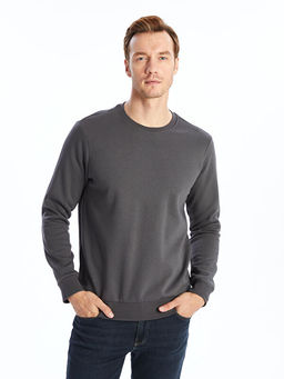 Bisiklet Yaka Uzun Kollu Erkek Kal?n Sweatshirt