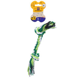 Цена за 6 шт. Игрушка - канат для собак мелких и средних пород "ПОИГРАЙКА", цвет зелёный, 24-25см / 50гр (лейбл)