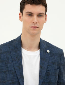 Lacivert Slim Fit Y_n Kar___ml_ Ceket