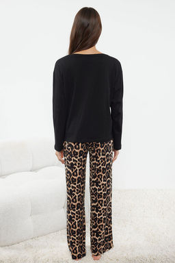 Trendyolmilla Siyah Leopar Desenli Orme Pijama Tak?m? THMAW25PT00100 фото 5