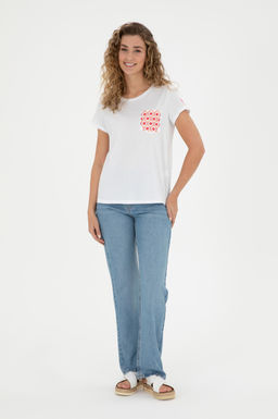 Женская белая футболка с круглым вырезом Неожиданная скидка в корзине - U.s. polo assn фото 4