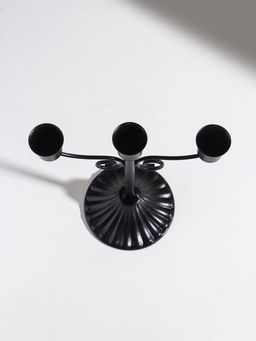 Подсвечник на 3 свечи «Классика с завитками», металл, d=2.5 см, чёрный, 18×10×21 см