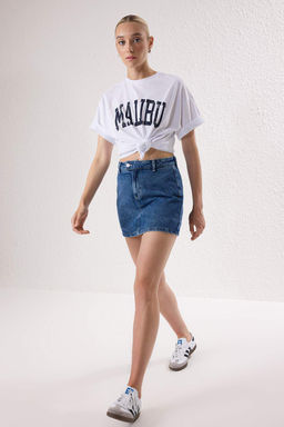 TRENDYOLMILLA Siyah Mini Denim Sort Etek TWOSS25SR00079  фото 2