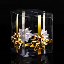 Цена за 5 шт. Складная коробка из PVC Золотой бантик, 12 x 12 x 15 см