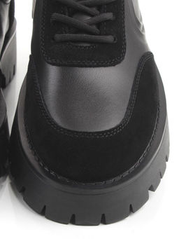03-XKL23-169R BLACK Полуботинки утепленные женские (натуральная кожа, натуральная замша, байка)