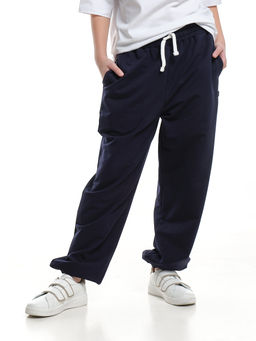 Спортивные брюки с карманами из футера 22-7486 синий - Mini maxi фото 7