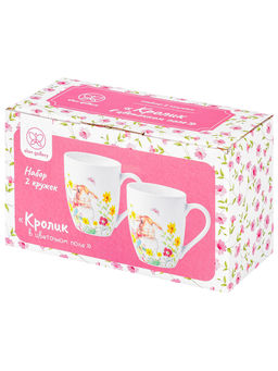 Набор кружек 2 пр. 350 мл 11,5*8,5*10,5 см Кролик в цветочном поле, фарфор - Elan gallery фото 6