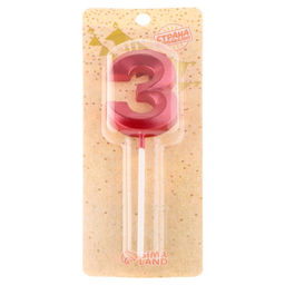 Свеча в торт на шпажке «Цифра 3», красная, 5 см