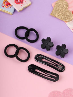 Цена за 12 шт. Набор для волос «Эстер»: 10 резинок, 2 см, 4 краба 2 см, 2 невидимки 6 см, цветок, чёрный