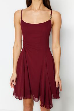 TRENDYOLMILLA Siyah A-Kesim Astarl? Dokuma Sifon K?sa Abiye Gece Elbise TPRSS23EL00033  фото 20