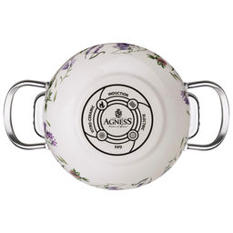 КАСТРЮЛЯ AGNESS ЭМАЛИРОВАННАЯ СО СТЕКЛЯННОЙ КРЫШКОЙ СЕРИЯ FLOWER STORY, 3,8 Л ДИА. 22СМ  фото 4