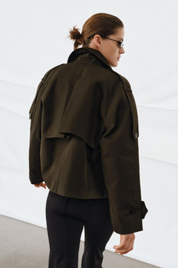 TRENCH CORTO WATER REPELLENT ZW COLLECTION / Khaki oscuro - Zara фото 3