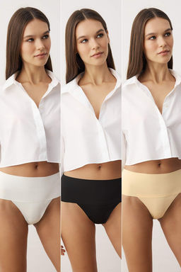 Siyah-Beyaz-Ten 3lu Micro Bask?l? Tanga Kulot THMAW26KU00039 - Trendyolmilla фото 3