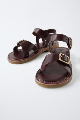 BUCKLED LEATHER SANDALS - Zara фото 3
